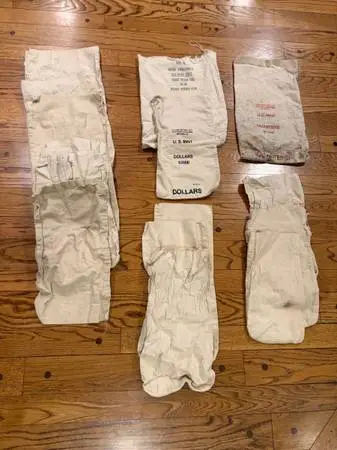 OLD SCHOOL ANTIQUE CANVAS CURRENCY BANK BAGS