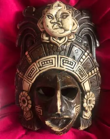 Vintage Ceramic Hand Carved Aztec Face
