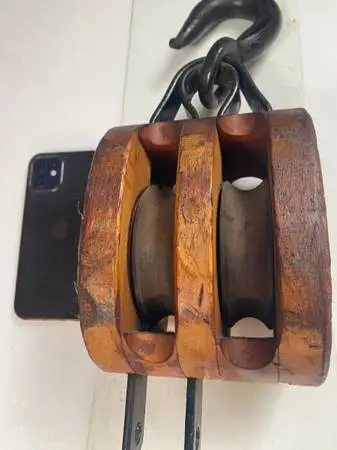 Large double PULLEY  block - originally from NBC TV- great piece