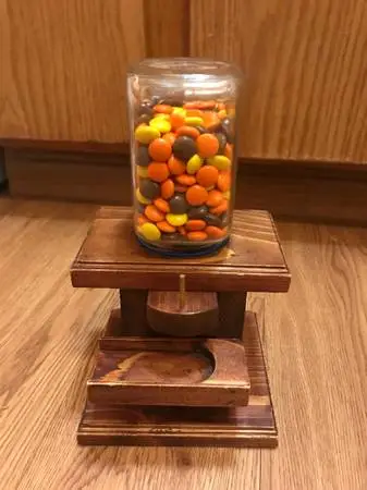Vintage 12” Wooden Candy Dispenser 1988 Tabletop Candy Machine
