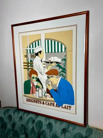 1983 ‘Beignets & Cafe Au Lait’ silkscreen print framed and signed