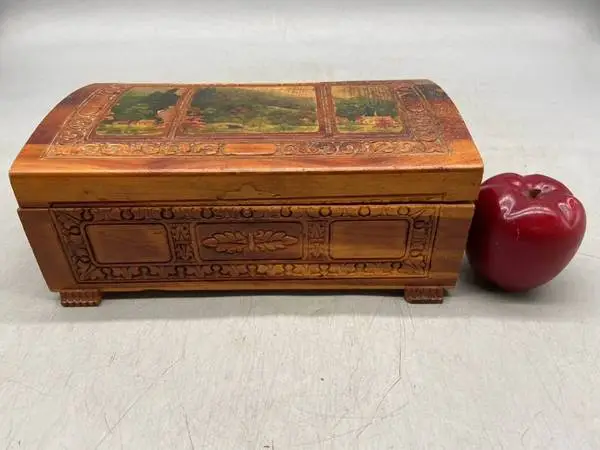 Antique carved cedar chest/jewelry box