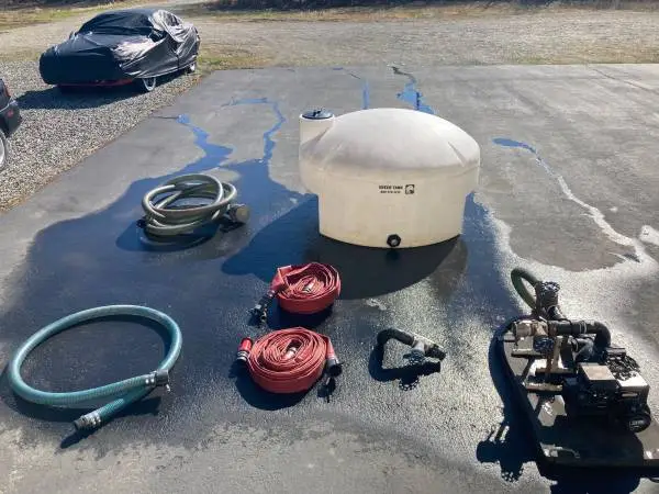 2 inch water pump and 325 gal tank.