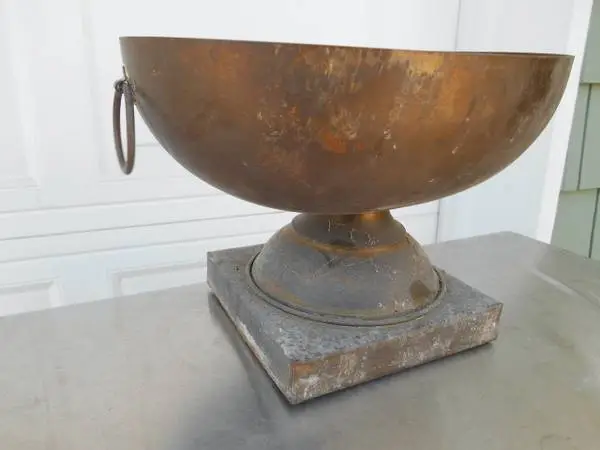 Antique oblong solid brass table dish