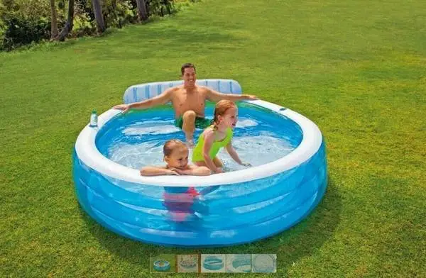 New Inflatable Pool with built-in bench & cup holders!  :)