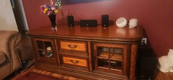 Solid wood tv console and matching side table -