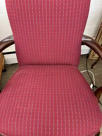 Queen Anne Burgundy Upholstered Side Chair-Mahogany Upholstered