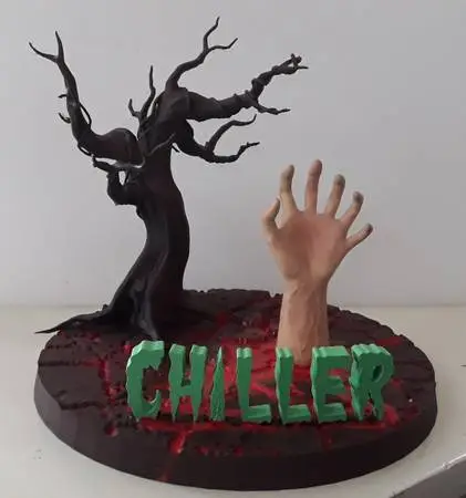 CHILLER Theatre Diorama Horror Movie WPIX TV Show Creepy Hand Sculpt