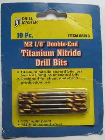 New, 10 Drill Master 1/8 Titanium Nitride Double Ended Drill Bits