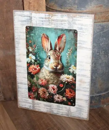 NEW Shabby French Country Farmhouse Bunny Rabbit & Floral Wall Decor