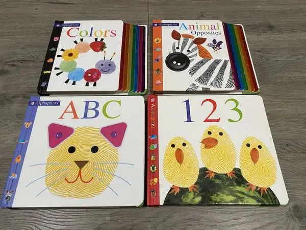 ALPHAPRINTS BOARD BOOKS ~ COLORS, ABC, 123, ANIMAL OPPOSITES