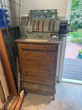 NCR CASH REGISTER ANTIQUE BRASS 554-EL-5F HUGE REGISTER FROM 1915