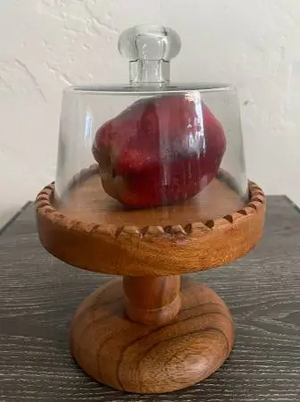 Wooden Pedestal With Glass Dome