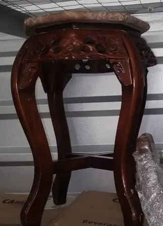Solid Stone and Wood Accent Stool Artisan Furniture