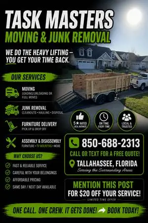 Task Masters Moving & Junk Removal - Tallahassee’s Affordable Pros! 🚛