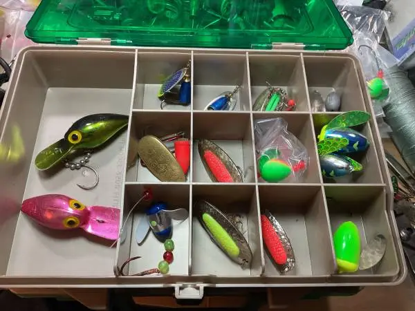 Fishing tackle lures other 2 double sided plano boxs 1 flat box all very nice