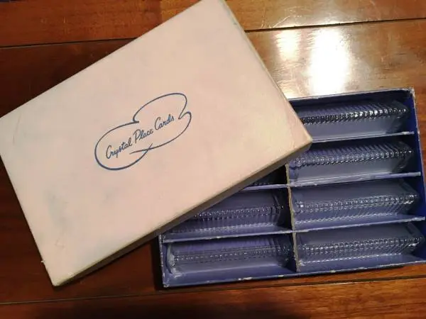 ANTIQUE REUSABLE CRYSTAL PLACECARDS-1940S IN ORIGINAL BOXES