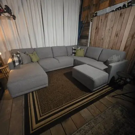Huge Thomasville Modular Gray Sectional Sofa w/ Chaise & Ottoman