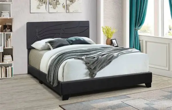 Progressive Jordan All-In-One Upholstered Queen Bed, Smoke Black