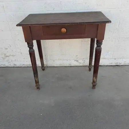 Antique Wood End Table with Drawer