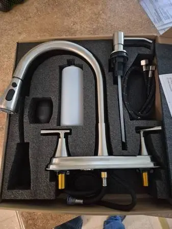 8-Inch 2 Handle Pull Down Kitchen Faucet with Soap Dispenser
