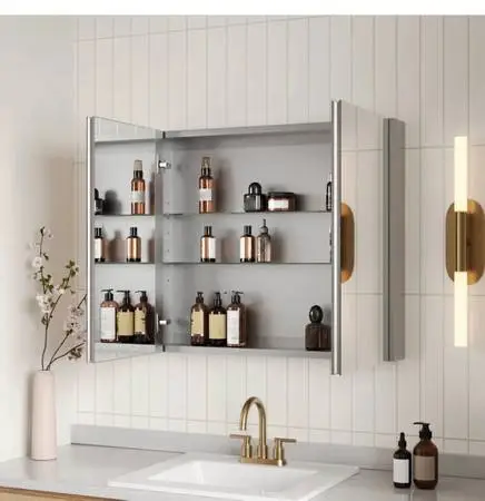 Bathroom mirrored medicine cabinet