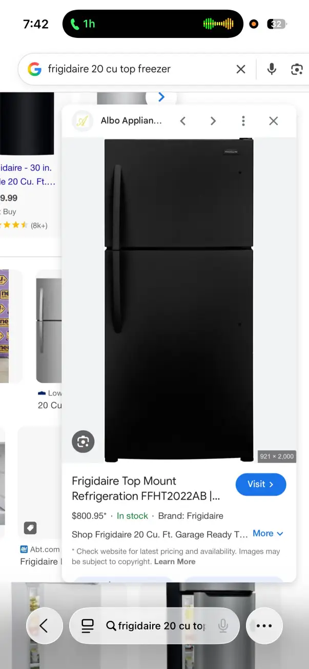 Frigidaire CU 20.0 Top Freezer