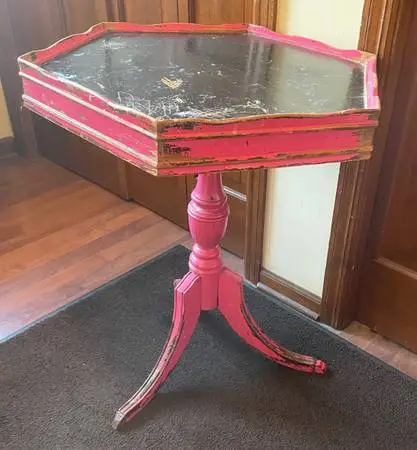 Bright and Beautiful Boho Look Colorful Wood Side Table - Good cond.