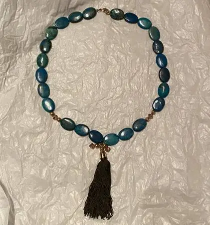 Chrysacolla Necklace w Tassel Boho