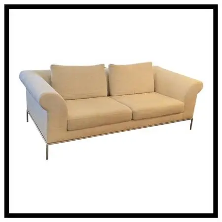 Natuzzi Contemporary Linen Oatmeal Sofa