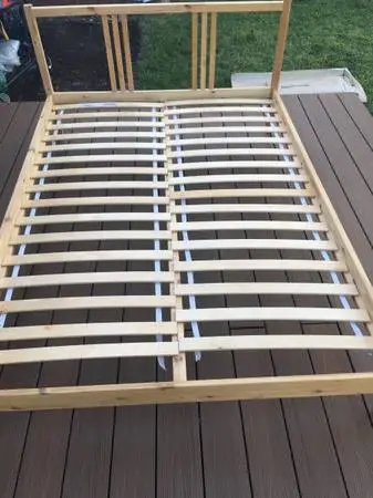 Ikea Solid Pine Wood Full Sized Bed Frame w/ Slats + Screws Excellent