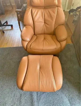 Barcalounger Marjon Leather Recliner Chair and Ottoman Set