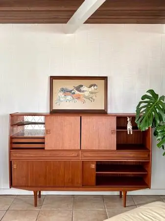 1960s Danish Mid Century Teak Tall Sideboard