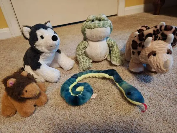 Stuffed animals, a wide variety
