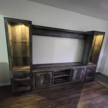4 piece Entertainment Center with TV Stand and Display Lighting