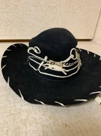 Rare 1960s Child’s Mustang Parade Cowgirl Hat Vintage Black Wool