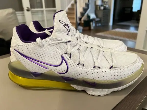 Nike LeBron 17 Low Lakers White Purple Gold Yellow Size 12.5