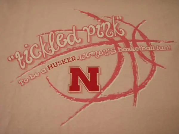 LARGE PINK T-SHIRT Tickled Pink to be a Huskers Womens Basketball Fan