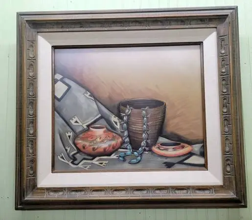 Navajo Sand Art signed by famed Navajo artist Dennison Tsosie in the l