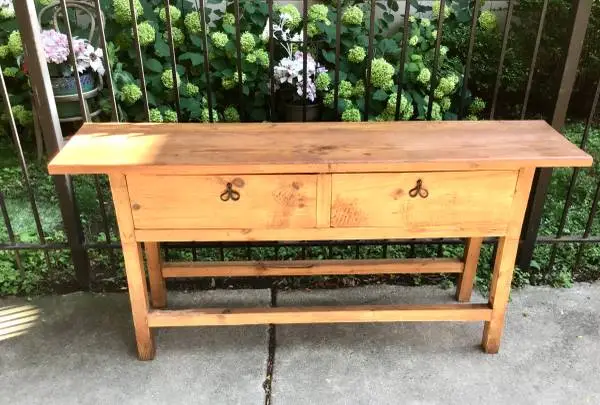 Real heavy wood entryway table with drawers
