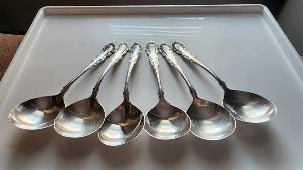 6 Reed & Barton Georgian Rose Spoons Vintage Sterling, 1941 Ex. Cond.