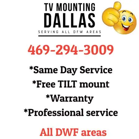 Affordable TV MOUNTING - YES YES - FREE Mount - Call now-469 294-3009