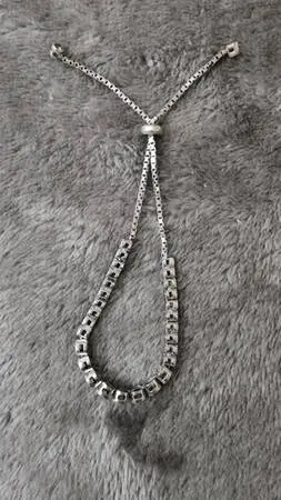 Womans Silver Bracelet 925 Silver Adjustable with CZ type diamonds