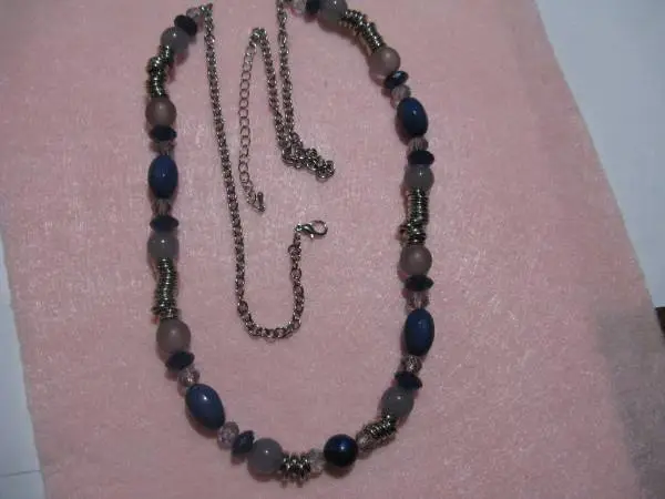 Vintage Necklace Beads and Silver 17 + Long Chain Extender to 30