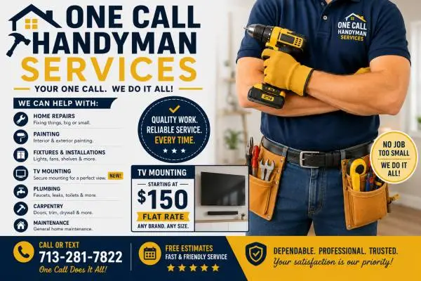 ☎️ One Call Handyman ☎️ General Home Repairs, Drywall, Fixtures, TV Moun