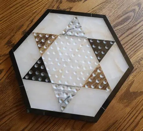Vintage Chinese Checkers Board Game Onyx Stone Marble 14 Board Only