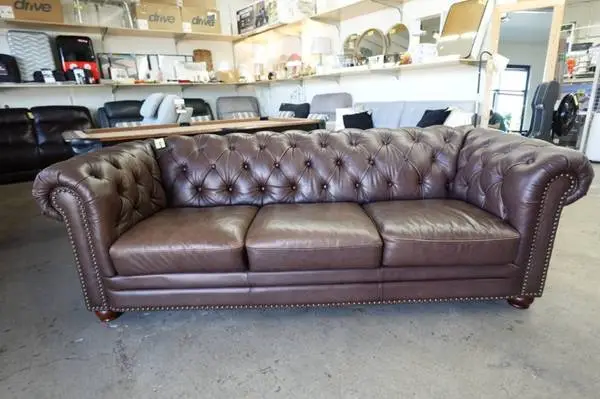 Allington Top Grain Brown Leather Sofa Couch from Costco