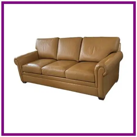 Ethan Allen Conor Leather Sofa, Camel