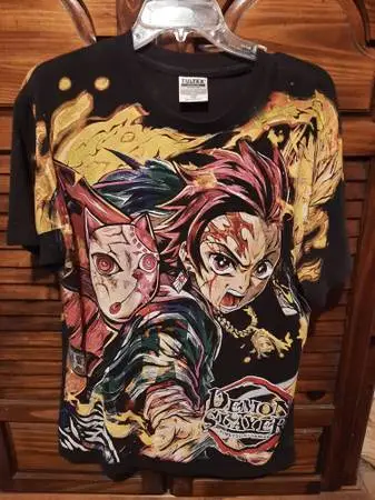 RARE Demon Slayer Anime Tultex t-shirt L Puff Print