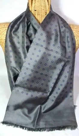 Henry Marks Long Silk Scarf Fringed Gray w Geometric Pattern Montreal